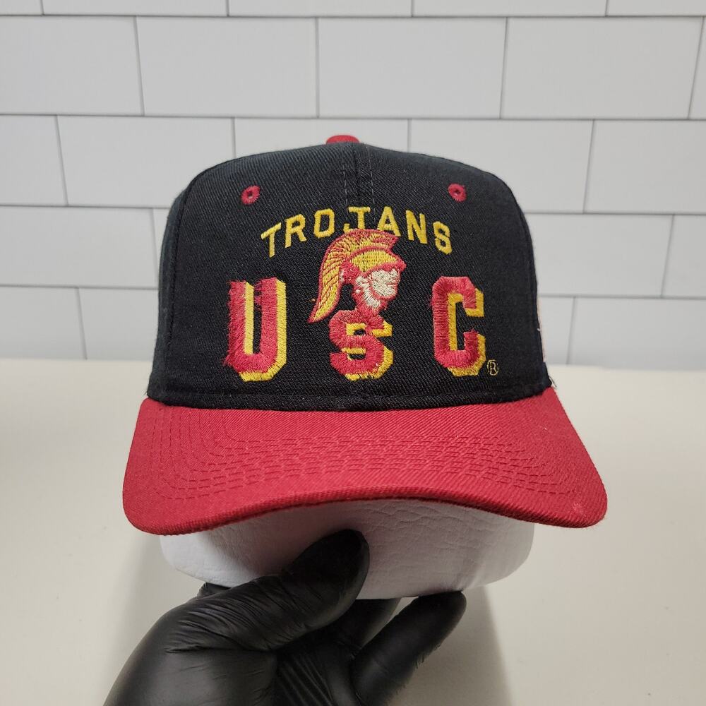 Vintage USC Trojans Youngan Adjustable Hat Black Red NCAA College 90s